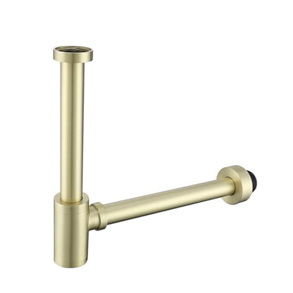 Bottle P Trap Brushed Gold 1 1/4 with 11.81 inch Slip Joint Extension Tube For Basin Sink Waste Drain Solid Brass P Trap Kit,SW-83888BG-L. - color: T03-Brushed Gold