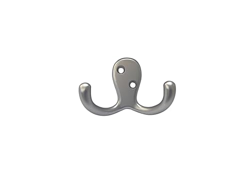 Premium Zinc Die Cast Double Robe Hook, 2-3/4", Satin Matte Nickel, Made in Taiwan, 20 Pack - size: 20pack-Satin Matte Nickel