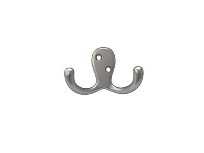 Premium Zinc Die Cast Double Robe Hook, 2-3/4", Satin Matte Nickel, Made in Taiwan, 20 Pack - size: 20pack-Satin Matte Nickel
