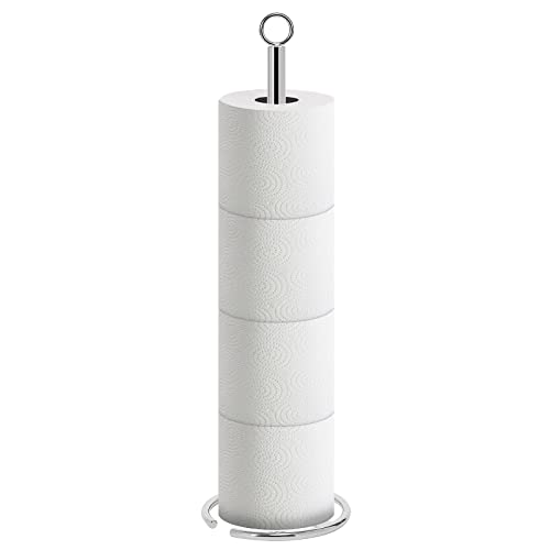 NearMoon Bath Toilet Paper Holder Stand, Freestanding Tissue Paper Storage with Reserve, Space Toilet 4 Rolls Holder for Bathroom/Kitchen Countertop-All Metal (1 Pack, Chrome Finish) - color: Chrome Finish