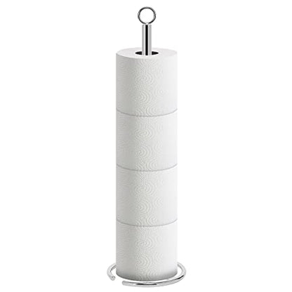 NearMoon Bath Toilet Paper Holder Stand, Freestanding Tissue Paper Storage with Reserve, Space Toilet 4 Rolls Holder for Bathroom/Kitchen Countertop-All Metal (1 Pack, Chrome Finish) - color: Chrome Finish