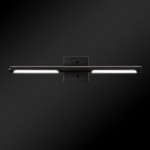 Globe Electric 63000203 5-Piece All-in-One Bathroom Set, 2-Light LED Vanity Light, Matte Black, 1200 Lumen, Towel Bar, Robe Hook, Toilet Paper Holder, Towel Ring, Bathroom Lights Over Mirror - color: Matte Black