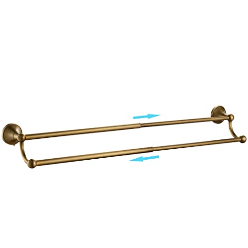 Leyden Antique Brass Towel Bar,Adjustable Towel Rack Holder Double Retro Bathroom Accessories Wall Mount Vintage - color: Double