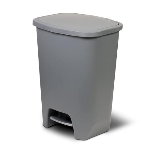 Glad Trash Can with Clorox Odor Protection | Plastic Bin, 20 Gallon, Grey | Kitchen Waste Bin | Hands Free with Step On Foot Pedal and Garbage Bag Rings - color: Grey, size: 20 Gallon