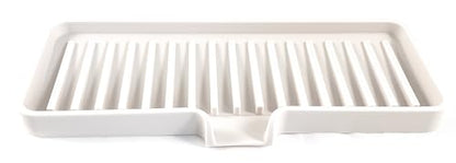 Silicone Soap Dish Tray and Sponge Holder with Drain Chute, Rectangular, Kitchen and Bathroom Sink Organizer (Vanilla Cream, 9"x3.5") - color: Vanilla Cream, size: (MD) 9"x3.5"