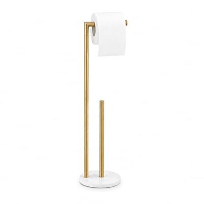 Marble Toilet Paper Holder Stand - Brushed Gold, Freestanding with Storage, Floor Stand, Gold Toilet Roll Holder, Standing Paper Towel Holder - color: Brushed Gold