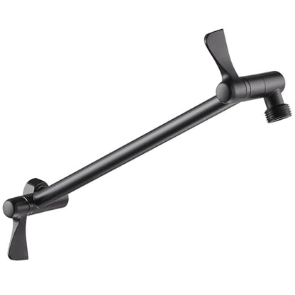 Cobbe 11" Shower Extension Arm, G1/2" Fitted Solid Brass Shower Arm Wall-mounted, 360° Adjustable Angle Rain Shower Head Arm Extender, Matte Black