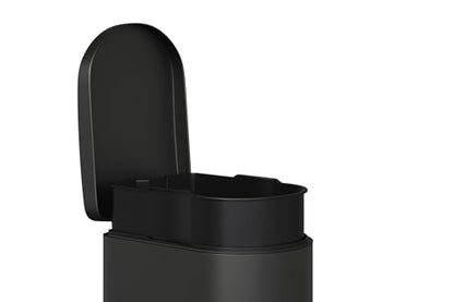 Garvee 13 gal / 50 L Metal Kitchen Trash Can with Lid, Slim Rustproof Garbage Can, Large Step-on Trash Bin with Inner Bucket, Rear Handle, Soft Close Lid, Black - color: Black, size: 13.2 Gallons