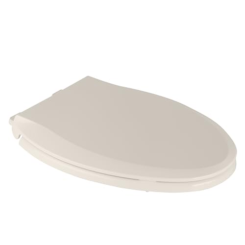 Elongated Toilet Seat Slow Close, Quiet Toilet Seat Cover with Never Loosen Durable Toilet Seat Lid Easy to Install & Clean, Polypropylene (PP), 19"-Almond Color - color: Almond, size: Elongated Seat