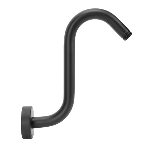 NearMoon S Shaped Shower Head Riser Arm, Shower Extender Arm with Flange, Standard 1/2" Connection- Bathroom Accessory (8 Inch, Matte Black) - color: Matte Black, style: 8 Inch