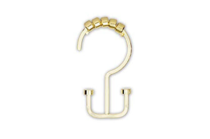 HK1GD Deco Flat Double Roller Shower Curtain Hooks; Gold - Set of 12 - color: Gold
