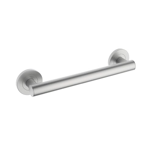 KIBI 12 Inch Stainless Steel Bathroom Safety Grab Bar | Straight Shaped Grab Bar for Bathtubs and Showers, Shower Safety Grab Bars for Seniors, Wall Mounted Anti-Slip Support (Brushed Nickel, KGB1112) - color: Brushed Nickel