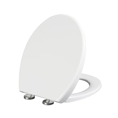 Soft Close Quick Release Toilet Seat - 360° Adjustable Stainless Hinges,V Shape Cover for Easy Cleaning Simple Top Fixing - color: 01b