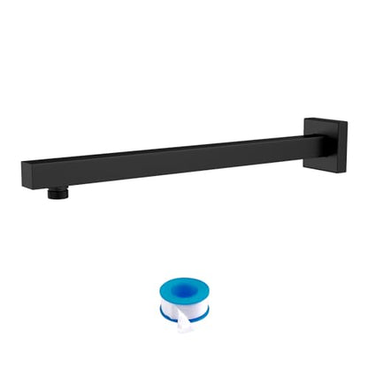 Lordear Wall Mounted Shower Arm, 20 Inch Shower Pipe with Flange, 1/2 NPT Square Shower Stem for Shower Head, Matte Black - color: Matte Black