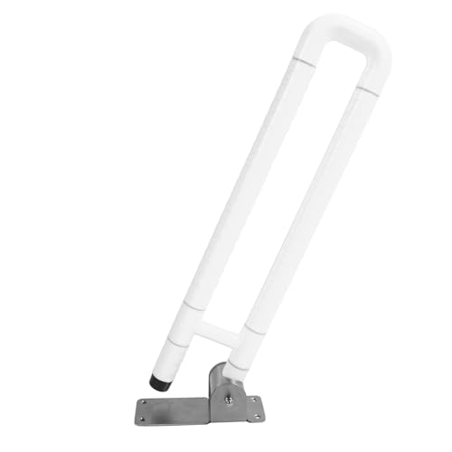 Foldable Toilet Grab Bar Handles, Stainless Steel Flip Up Safety Support Rails, Non Slip Bathroom Seat Assist Bar for Elderly and Disabled, Yellow (White) - color: White