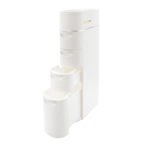 36.8 in Narrow Bathroom Floor Cabinet with 4 Drawers for Bathroom | Freestanding Storage Cabinet Tall White ABS Slim Storage Cabinet for Kitchen, Small Spaces - size: 36.8 In