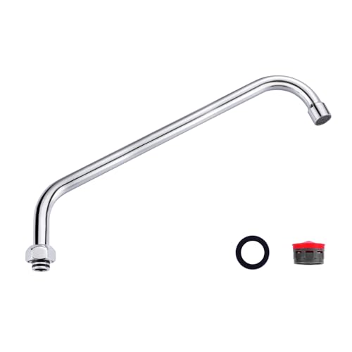 G3/4 Internal Thread Commercial Faucet Swivel Spout Replacement: 14“ Add-on Swing Nozzle Spout - Chrome Polished Spout Replacement Part For Commercial Kitchen Sink Faucet - 1.8gpm/ 2.2gpm Aerator - size: 14 Inch