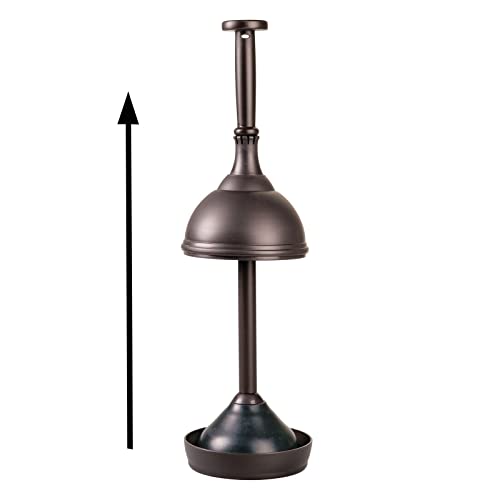 mDesign Plastic Toilet Plunger with Lift & Lock Cover Set, Compact Discreet Freestanding Storage Caddy Holder for Bathroom, Powder Room, Modern Design - Heavy Duty - Hyde Collection, Bronze - color: Bronze