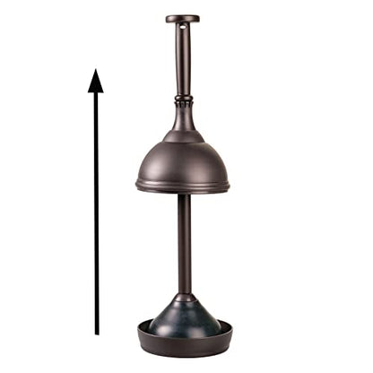 mDesign Plastic Toilet Plunger with Lift & Lock Cover Set, Compact Discreet Freestanding Storage Caddy Holder for Bathroom, Powder Room, Modern Design - Heavy Duty - Hyde Collection, Bronze - color: Bronze