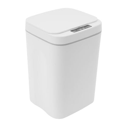 Touchless Motion Sensor Trash Can, 4 Gal Space-Saving Automatic Rectangular Waste Bin, White Garbage Can for Home, Office, Bathroom & Kitchen