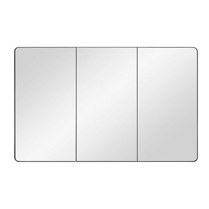 Bathroom Mirror Medicine Cabinet with Round Corner Framed Door 48 x 30 inch, Black，Recessed or Surface Mount, with Adjustable Glass Shelves - size: 48 x 30 inch