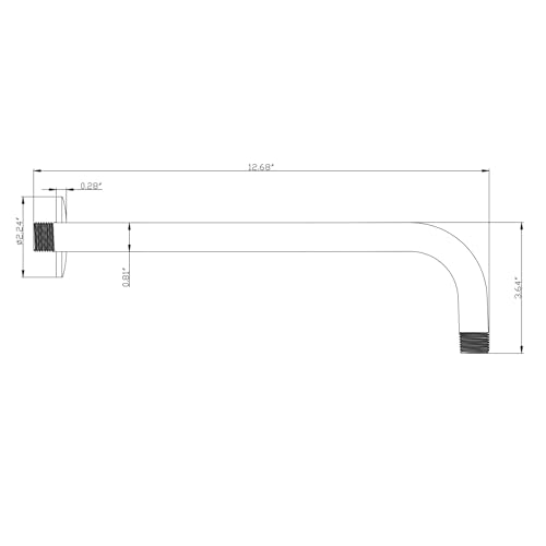 Joyrain Shower Arm Extension with Flange Base, 304 Stainless Steel Extension Pipe, Adjustable Flexible Shower Arm (Brushed stainless teel, 12-Inch L-Shaped Extension Arm) - color: L-Shaped Extension Arm( 12-In), size: Brushed stainless teel