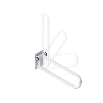 HEALTHCRAFT P.T. Rail 28" Left Side, Fold-Down Toilet Rail - White | Wall-mounted hinged toilet rail, folds flat when not in use - color: Powder Coat White, size: 28"