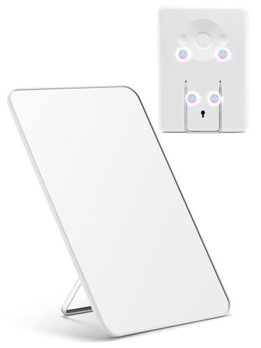 OMIRO 10 x 7 in Magnetic Locker Mirror, Desk Mirror for Shaving, White | Table Mirror with Foldable Bracket, Travel, Portable Mirror for Men and Women, with Powerful Magnet, Distortion-Free - color: White-magnetic, size: 10"L x 7"W
