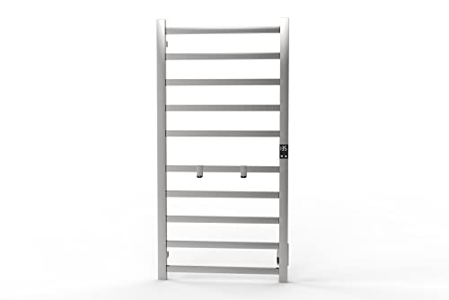 Electric Towel Warmer | Super Thin | with Timer & Temperature Multi-Level Adjustments | Hardwired & Plug-in | 10 Bar Brushed Finish - color: Brushed, size: 10-Bar