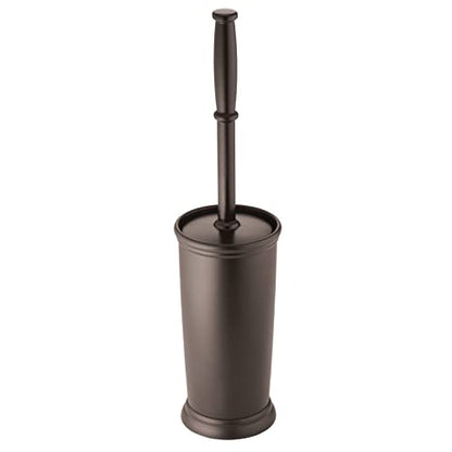 mDesign Metal Freestanding Slim Toilet Bowl Brush and Holder - color: Espresso