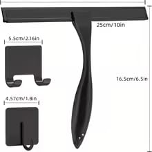 10 Inch Squeegee for Shower Glass Stainless Steel Streak-Free Glass Cleaner with Adhesive Holder Rubber Wiper Home Mirrors