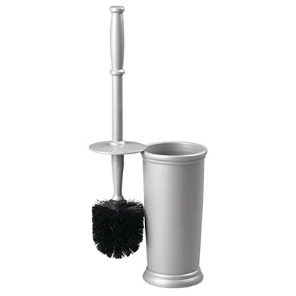 mDesign Toilet Bowl Brush and Holder - Covered Bathroom Toilet Brush - Standing Toilet Bowl Scrubber in Modern Holder - Compact, Space Saving, Deep Cleaning Brush for Toilet - Hyde Collection - Gray - color: Gray