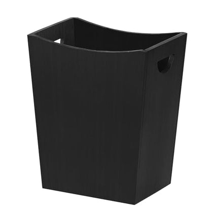 SEHERTIWY Wood Trash Can, Farmhouse Wastebasket Bin for Bathroom, Office, Bedroom, Living Room, Small Square Rustic Garbage Container (Wood-Black) - color: Black