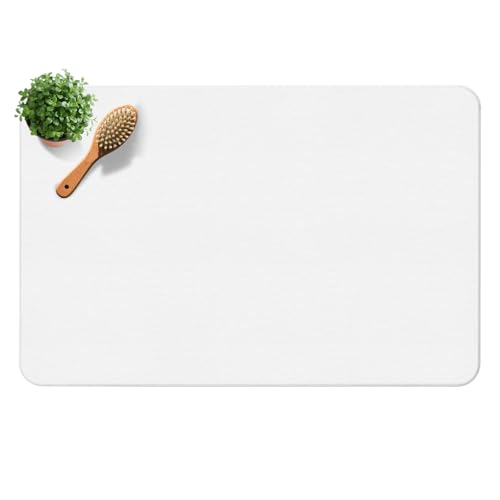 Premium Diatomite Stone Bath Mat, 23.6" x 15.4" White | Non-slip, Natural Diatomaceous Earth & Quick Drying for Bathroom Bathtub Floor - color: White, size: 23.6" x 15.4"