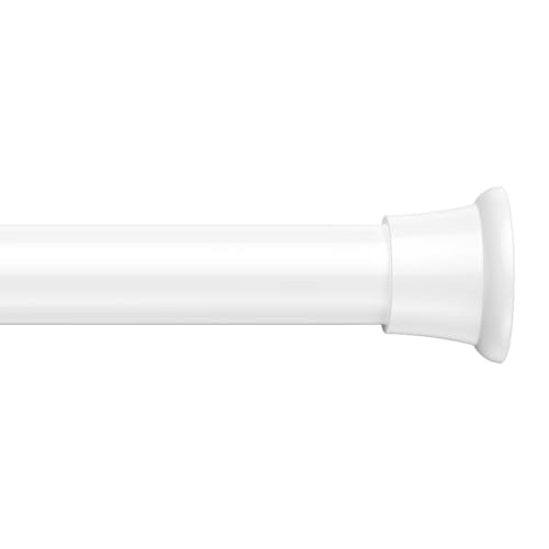 MEXAU 1 Pack Spring Tension Curtain Rods 24-46In White Shower Curtain Rod | Adjustable Spring Tension Rods No Drilling for Window Closet Kitchen Wardrobe Bathroom, Non Slip Tension Rods ,7/8" Diameter - color: White-1P, size: 24-46 Inch