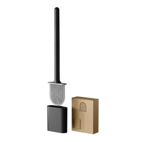 RV Essentials, RV Toilet Brush, Toilet Brush Silicone Won't Damage Toilets, Wall Mounted Toilet Brush Black-Anti-Roll, Anti-Drip Design, Suitable for RV Travel Trailers and Campers - color: Black-1