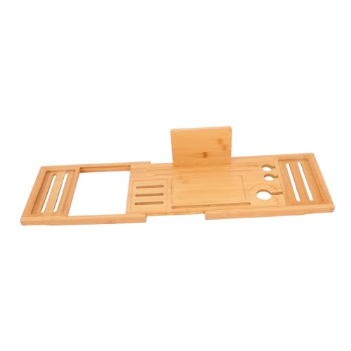 TIDTALEO Bamboo Bath Tray Expandable Bathtub Organizer for Soap Shampoo Body Wash Accessories Stylish Storage Rack for Relaxing Spa Experience