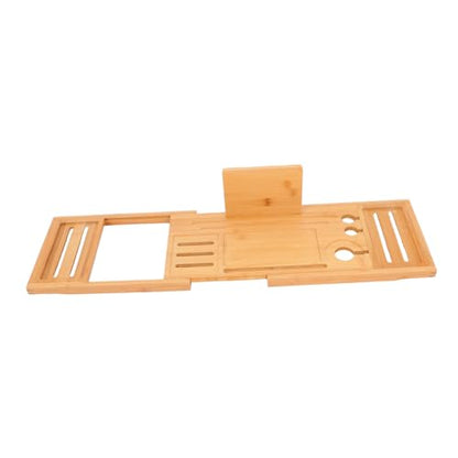 TIDTALEO Bamboo Bath Tray Expandable Bathtub Organizer for Soap Shampoo Body Wash Accessories Stylish Storage Rack for Relaxing Spa Experience