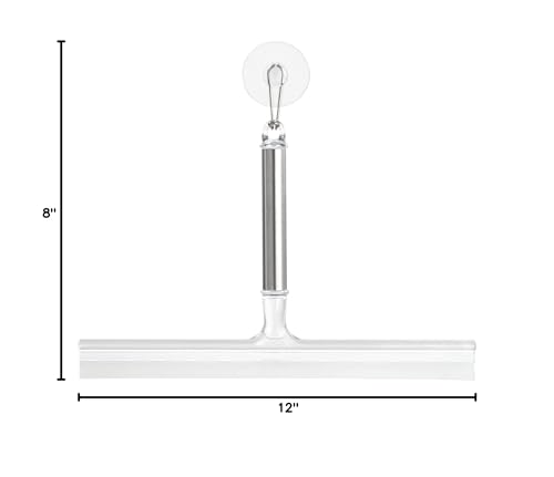 iDesign Forma Brushed Stainless Steel Squeegee, 12" x 8" | Suction Storage Hook - style: Modern
