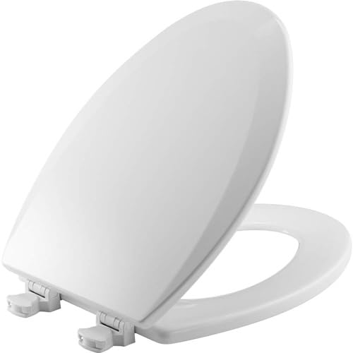 Bemis 1500EC 390 Lift-Off Wood Elongated Toilet Seat, Cotton White (Pack of 1) | Durable enameled wood resists chipping & scratching, fits all standard elongated toilets, Made in USA, 1500EC 390 - size: Elongated, style: Minimalist