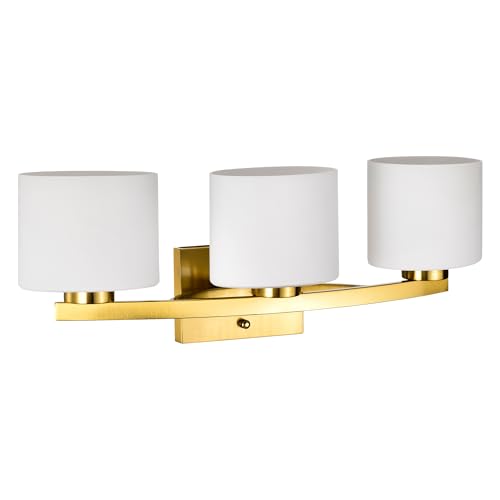 Bathroom Light Fixtures, 3-Light Modern Gold Vanity Light Over Mirror, Wall Sconces with Oval-Shaped White Glass Shades for Living Room, Bedroom, Hallway, E26 Base - color: Gold