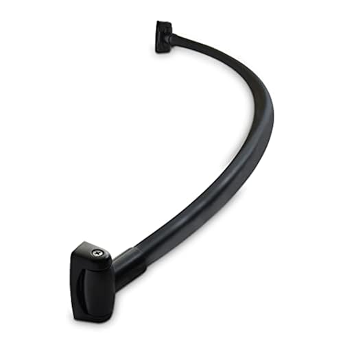 60-Inch Stainless Steel Curved Shower Curtain Rod, 5 Foot Mounted Non-Telescoping Rust Proof (Black) - color: Black