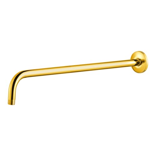 OFFO Shower Arm with Flange, 24 in Bright Gold Wall Mount Replacement Angle Shower Head Arm Wall-Mounted For Fixed Shower Head & Handheld Showerhead - color: Bright Gold, style: 24 in