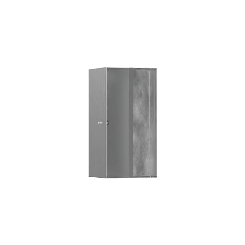 hansgrohe XtraStoris Rock Recessed Wall Niche with Tileable Door 12"x 6"x 5.5" in Brushed Stainless Steel, 56088800 - color: Brushed Stainless Steel, size: 12"x 6"x 5.5"