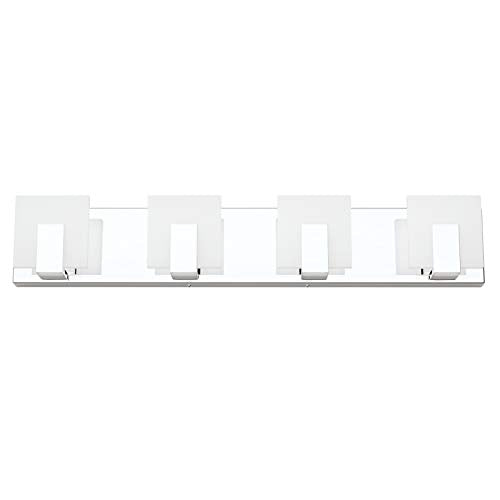 Aipsun 4 Lights Dimmable Modern LED Vanity Light for Bathroom Frosted White Acrylic Chrome Up and Down Bathroom Wall Light Fixtures Over Mirror(White Light 6000K) - size: 4 Lights