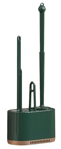 Basaza Toilet Brush and Holder Set Toilet Bowl Cleaning Brush and Holder for Bathroom Toilet Bowl Cleaner Brushes & Holders 4 in 1 Dark Green Bathroom Accessories Wall Mounted or Floor Standing