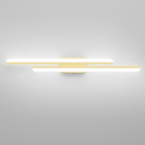 Ralbay 40" Modern LED Gold Vanity Lights 40W Frosted Aluminum Gold Bathroom Vanity Light Fixtures Over Long Mirror Modern Gold Bath Lighting 6000K White Light - color: Gold, size: 40 inch