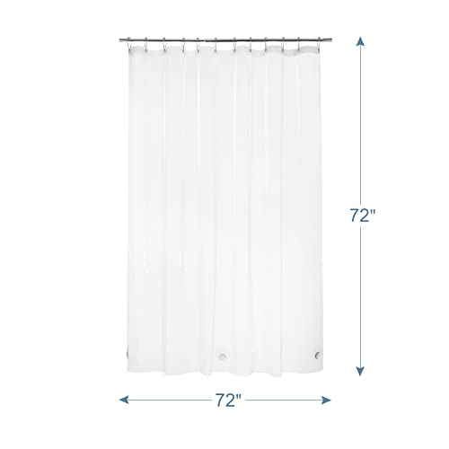 AmazerBath Heavy Duty Shower Curtain Liner 12 Gauge, 72 x 72 Inches Clear Shower Curtain Liner with 3 Clear Stones and 12 Grommet Holes, Weighted Plastic Shower Liner (Pack of 3) - size: 72"W x 72"L (Pack of 3)