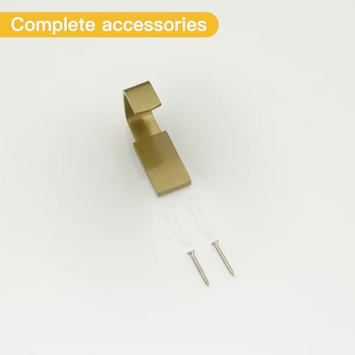 Brass Towel Hook, Bathroom Robe Coat Clothes Hook, Brushed Gold | Wall Mounted with Screws for Bathroom, Kitchen, Hotel, Garage, Laundry, Square Coat and Hat Hooks, Rustproof & High Quality - color: Brushed Gold, size: 1 Pack