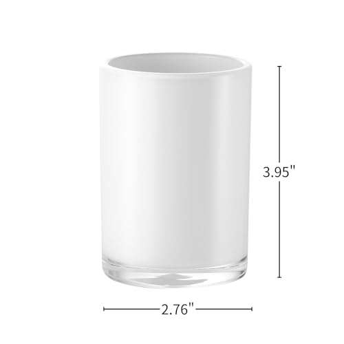 Premium White Bathroom Tumbler, Toothbrush Cup, Reusable Bathroom Cup, Toothbrush Holder for Bathroom Vanity Countertops, 2 Pack